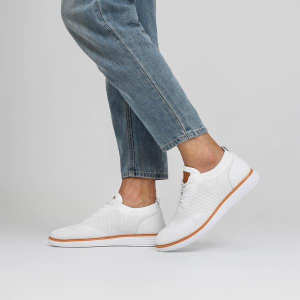 [KnitFlex Breeze+] Men's Breathable Mesh Oxford Sneakers - WHITE - 7